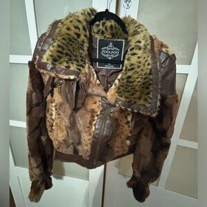JOU JOU Lynx Mink Fur Motorcycle Jacket Zip Up L
